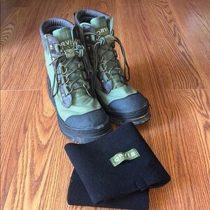 Vintage Orvis Men Fly Fishing Clearwater Wading Boots &‎ Gravel Protectors Sz 11